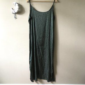 Eileen Fisher maxi cotton silk slip dress in nori dash